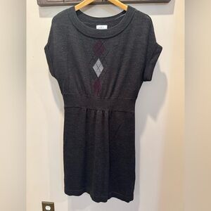 LOFT Charcoal Knit Dress with Argyle Detail